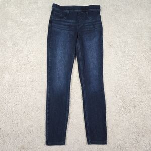 Spanx Jeans Jeggings Dark Wash Blue Skinny Slimming Pull On Stretchy Sz Small